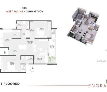 Modern Spaces Engrace 2-BHK Floor Plan View- 3
